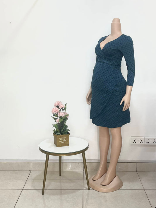 Teal Wrap Maternity/Nursing dress