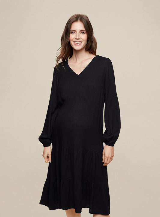 Black Long Sleeve Maternity Skater dress