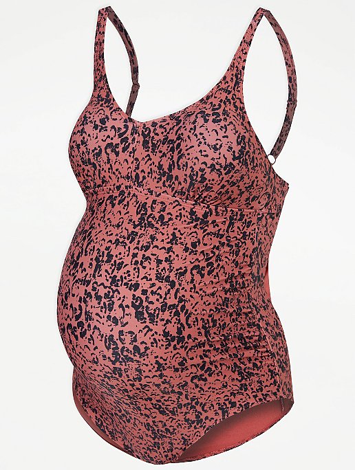 Rust Snake Print Maternity Swimsuit
